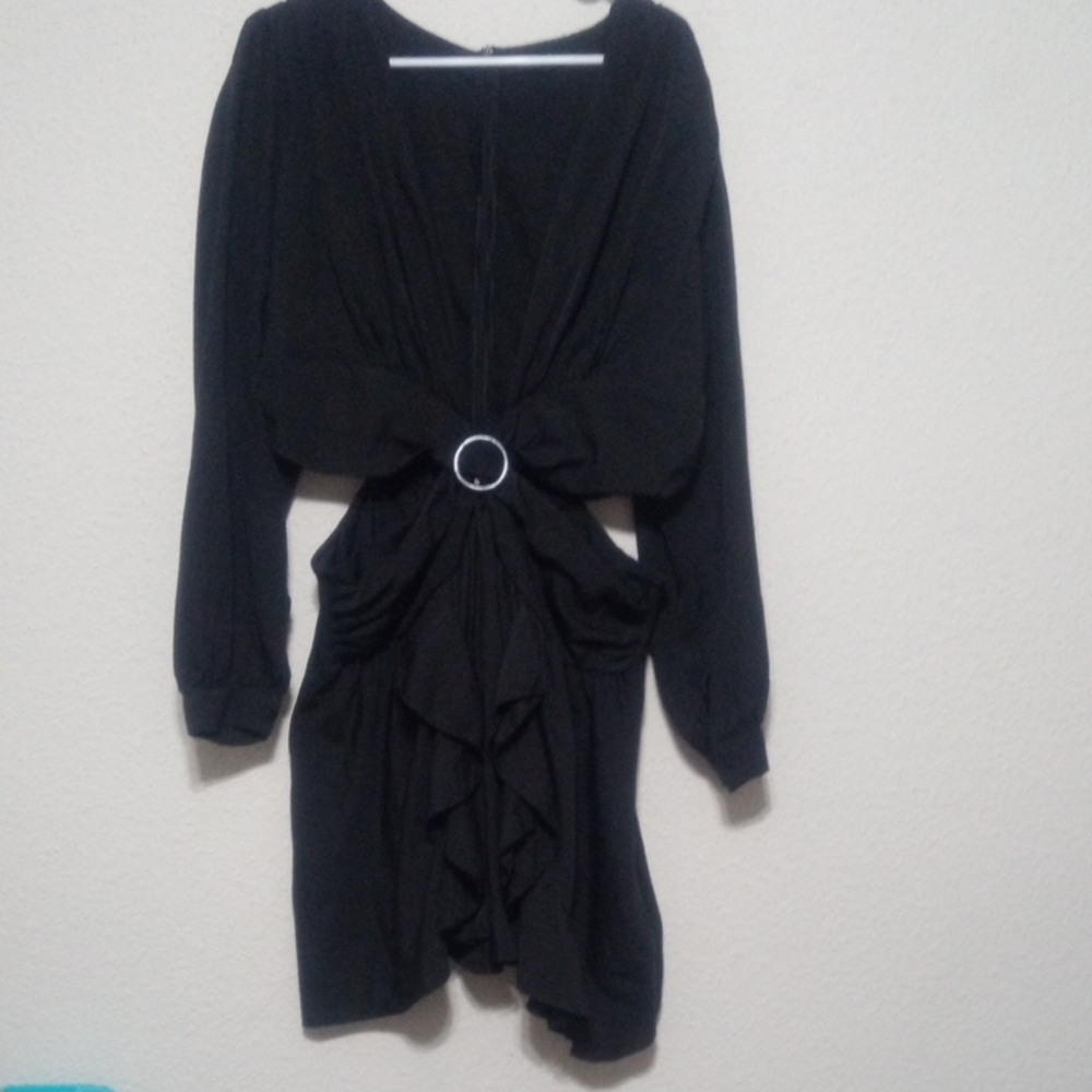 Boohoo Plus Elegant Black Long Sleeve Dress